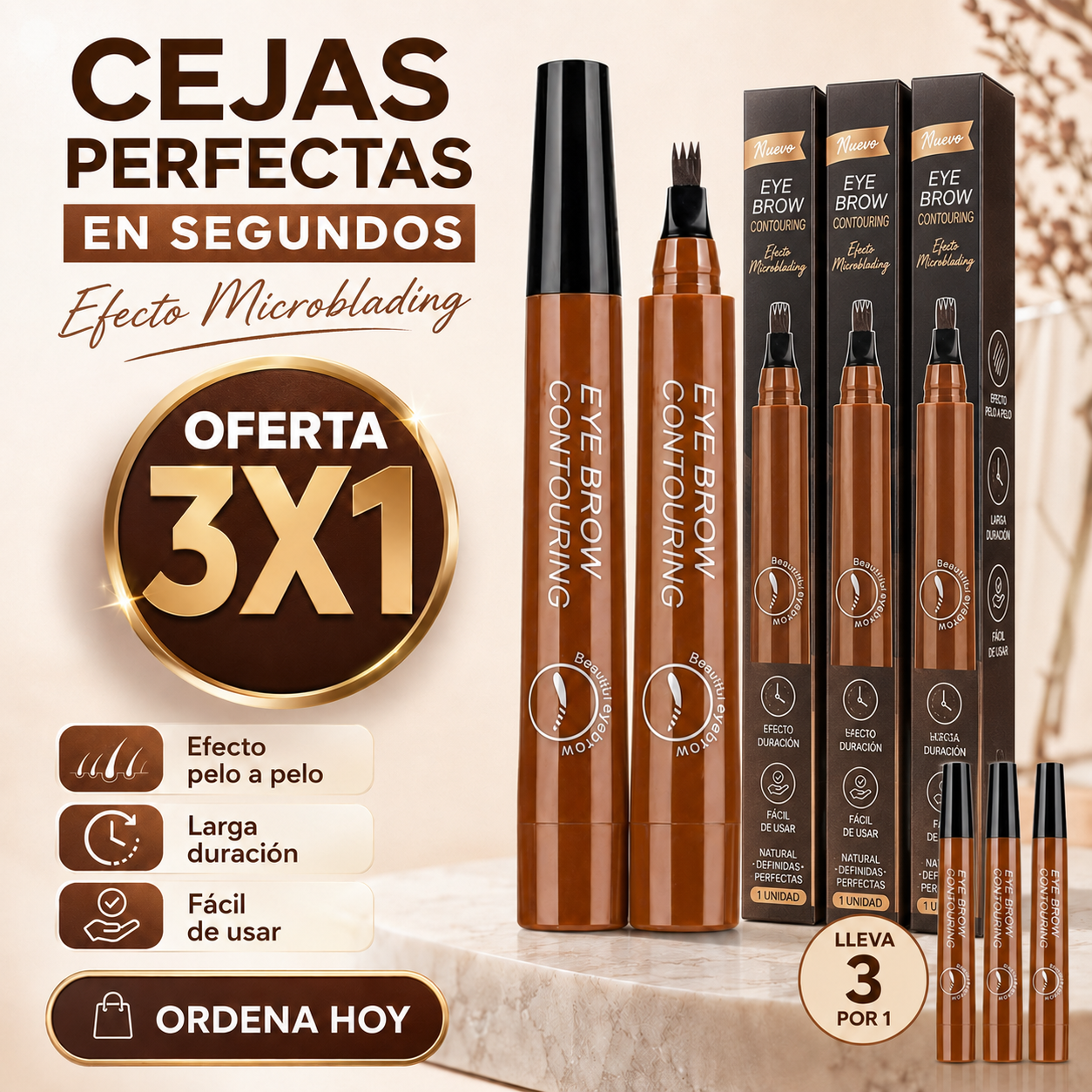 3X1 LÁPIZ DE CEJAS EFECTO MICROBLADING | BRUSHA™