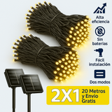 🌟 Luces LED Navideñas Panel solar 20 Metros – ¡Llévate 2x1 con Envío Gratis!